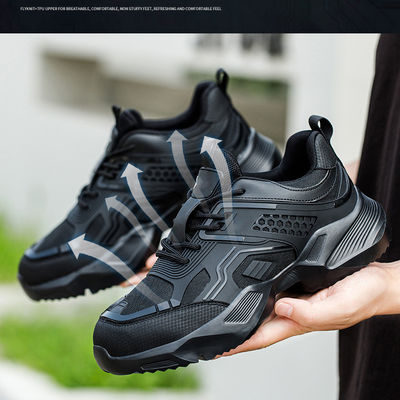 Купить Прочные черные защитные ботинки с логотипом, дышащим трикотажем TPU Flying Knit и кевларовой стелькой online manufacture