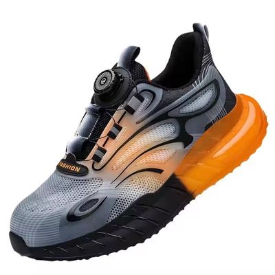 Купить Summer BOA Rotating Button Work Shoes KPU Flying Knit Comfortable Safety Shoes Kevlar Anti-stab TPU Popcorn Shoe Sole Work Shoes online manufacture