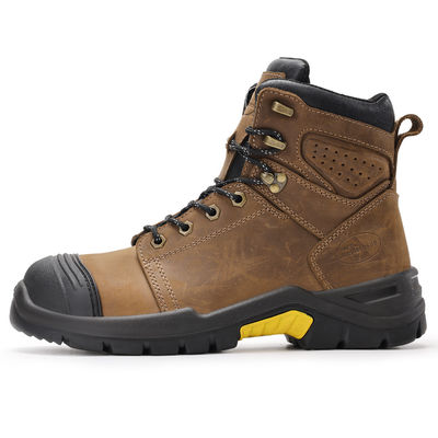 Купить Brown Microfiber Leather Security Work Boots with European Standard Steel Toe and Custom Logo Box Packaging online manufacture